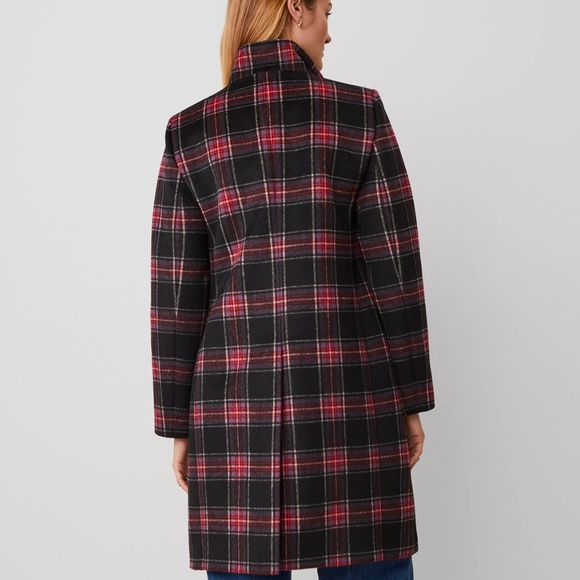Ann Taylor Funnel Neck Plaid Coat Size Large NWT - Picture 4 of 5